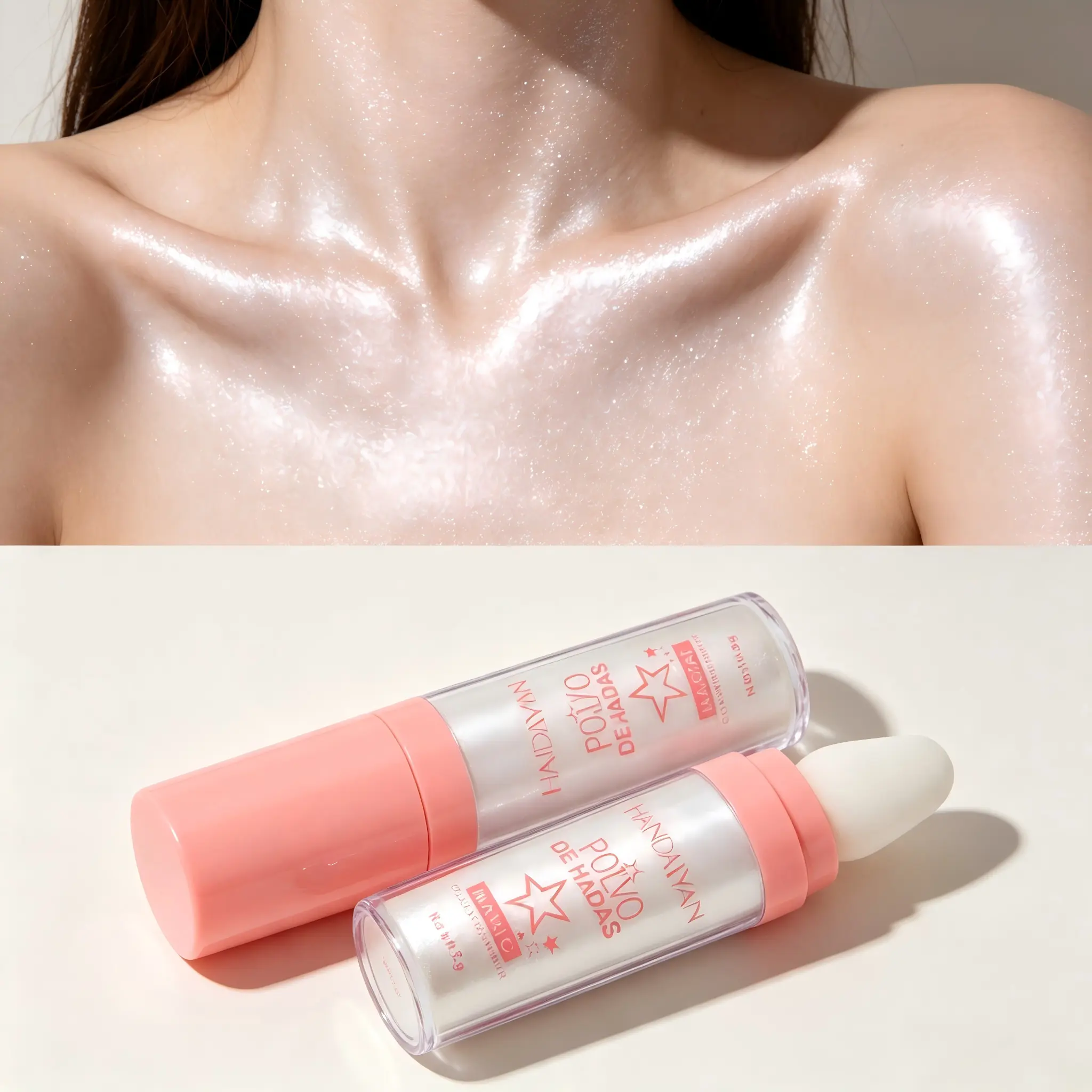 Fairy Dust Highlighting Glitter Powder, Multi Use Pearlescent Glitter for Face Eyes Lips Hair Body, Lightweight Non-Greasy Shimmer Makeup, Summer Party Glowing Cosmetics  ,     pearly highlighter  ,        highlighting powder   Sponge   with