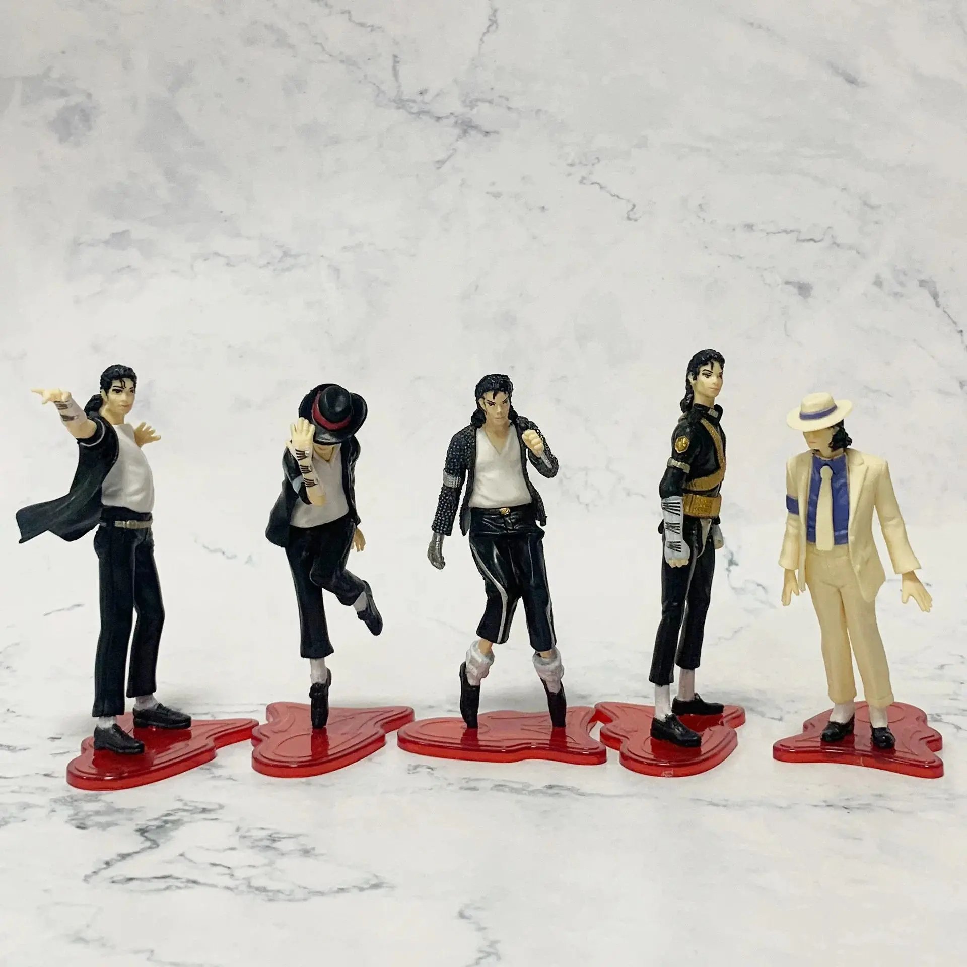 5 Pcs/Set 10.5-11.5cm Michael Jackson Figure Anime Periphery Moonwalk Cool Model Desktop Ornaments Dancer Gifts Toys