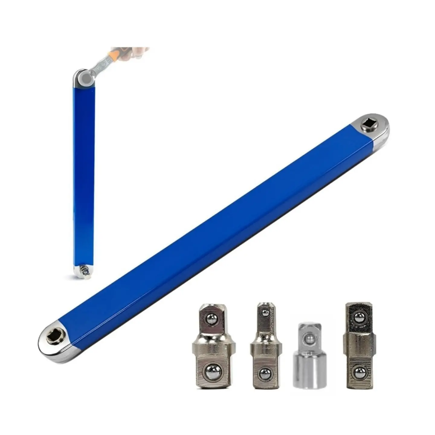 Impact Ready Offset Extension Wrench, Tight Reach Extension Wrench Set, with 1/2", 1/4" and 3/8" Square Drive Adapters, Universal Extensions Wrench for Small Place