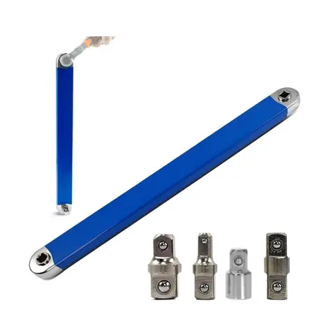 Impact Ready Offset Extension Wrench, Tight Reach Extension Wrench Set, with 1/2", 1/4" and 3/8" Square Drive Adapters, Universal Extensions Wrench for Small Place