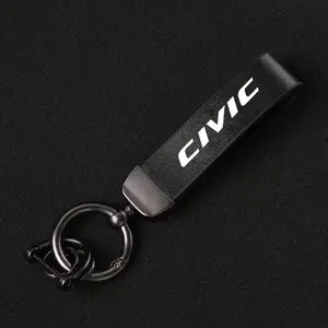 High-Grade Leather Car Keychain Wristlet Strap Holder Keyring for Honda Civic Crv Accord Modulo Vezel Legend Si Rr Insight City Accessories