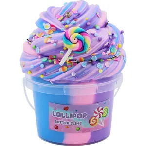 Multicolor Butter Slime,Non-Sticky and Super Soft Scented Purple Slime,Stress Relief Toy(Purple Pink Blue in 1 Pack).