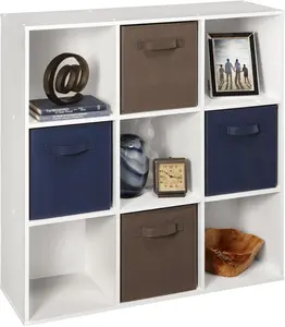 Cube Laminated Wood Reversible Stackable Open Bookcase Display Shelf Storage Organizer for Home and Office Organization