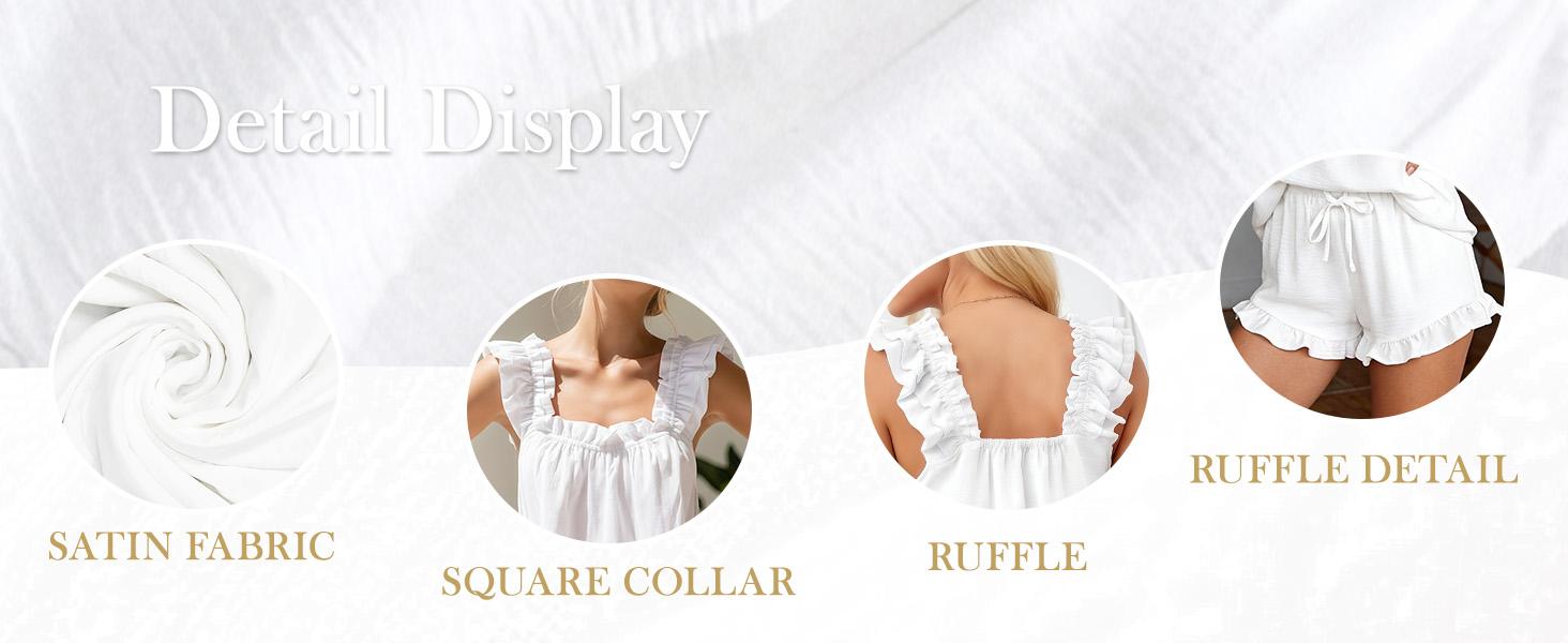 ETCYY Women's Ruffled 2-Piece Lounge Set – Chic Square Neck Tank & Frill Shorts PJs, Summer Co-ord Outfit, Lightweight Flowy Sleepwear, 2 Piece Sets Women, Plus Size Sets, Casual Matching 2 Piece Sets for Women,Knit Casual Lounge Set,co ord