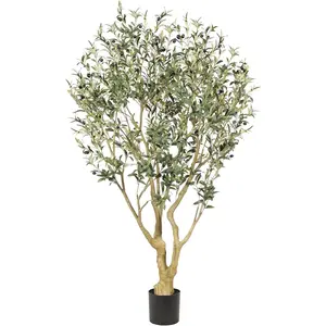 6ft Olive Trees Artificial Indoor - Large Faux Olive Tree with Realistic Leaves and Olives - Full and Grand Design  Olive Tree with Sturdy Base for Indoor Outdoor Office Decor