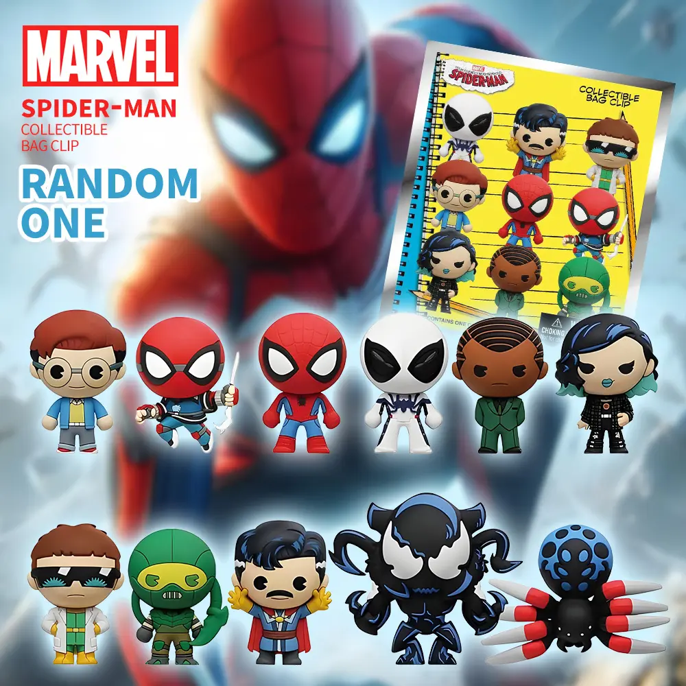 1PC Marvel Officially Licensed Spider Man 3D Cute Image Cartoon Anime Blind Box Keychain, Keychain for bags, Keychain Accessory, Blind Bag key Ring Costume Backpack Decorations Accessories Desktop Decorations Christmas Halloween Birthday Surprise Gift