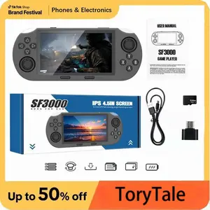 SF3000 Retro Handheld Game Console 4.5inch IPS Screen 854*480 Portable Video Game Console 20000+ Classic Retro Arcade Games Linux System 64G Support Emergency Charging&E-Book Readers (Black)