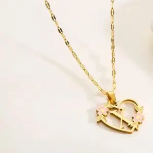 Flower Initial Necklace w/ Clip Chain