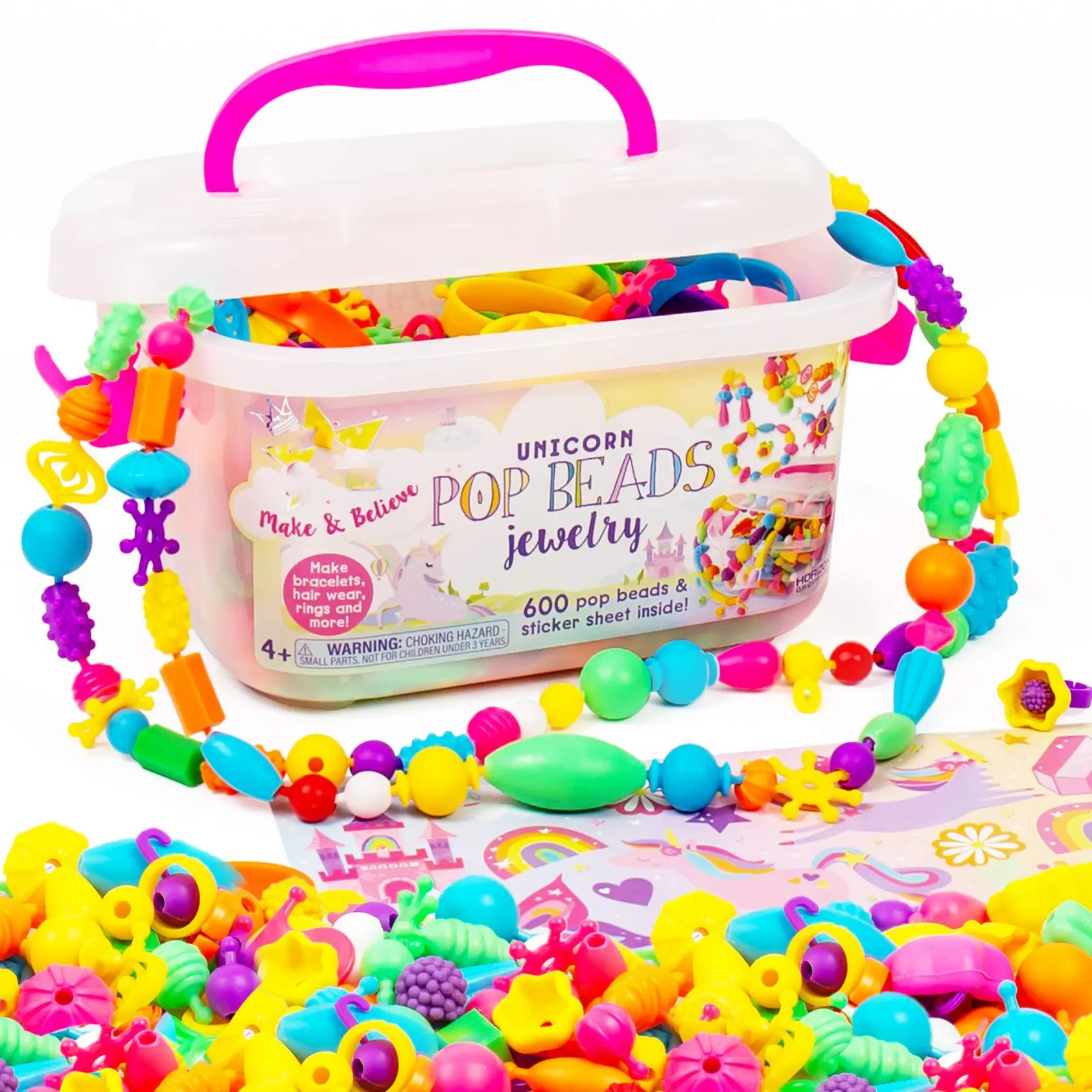 Make Pop Beads, 500+ Snap-Together, DIY, Bead Kit for Girls, Jewelry Set, Great Travel & On The Go Activity for Kids Ages 4, 5, 6, 7, 8