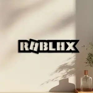 1pc Roblox Metal Wall Art, Roblox Statue Mural, Perfect for Game Room Wall, Birthday Decor, Ideal Gift for Gamers, Matte Black Metal, Art Wall Decoration