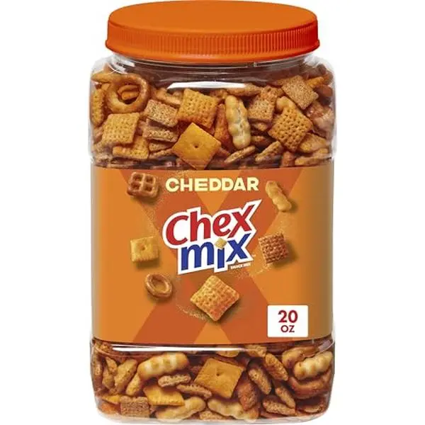 Chex Mix Cheddar Snack Mix, Salty Snacks Tub, 20 oz