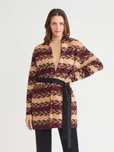 Petite Chevron Belted Cardigan