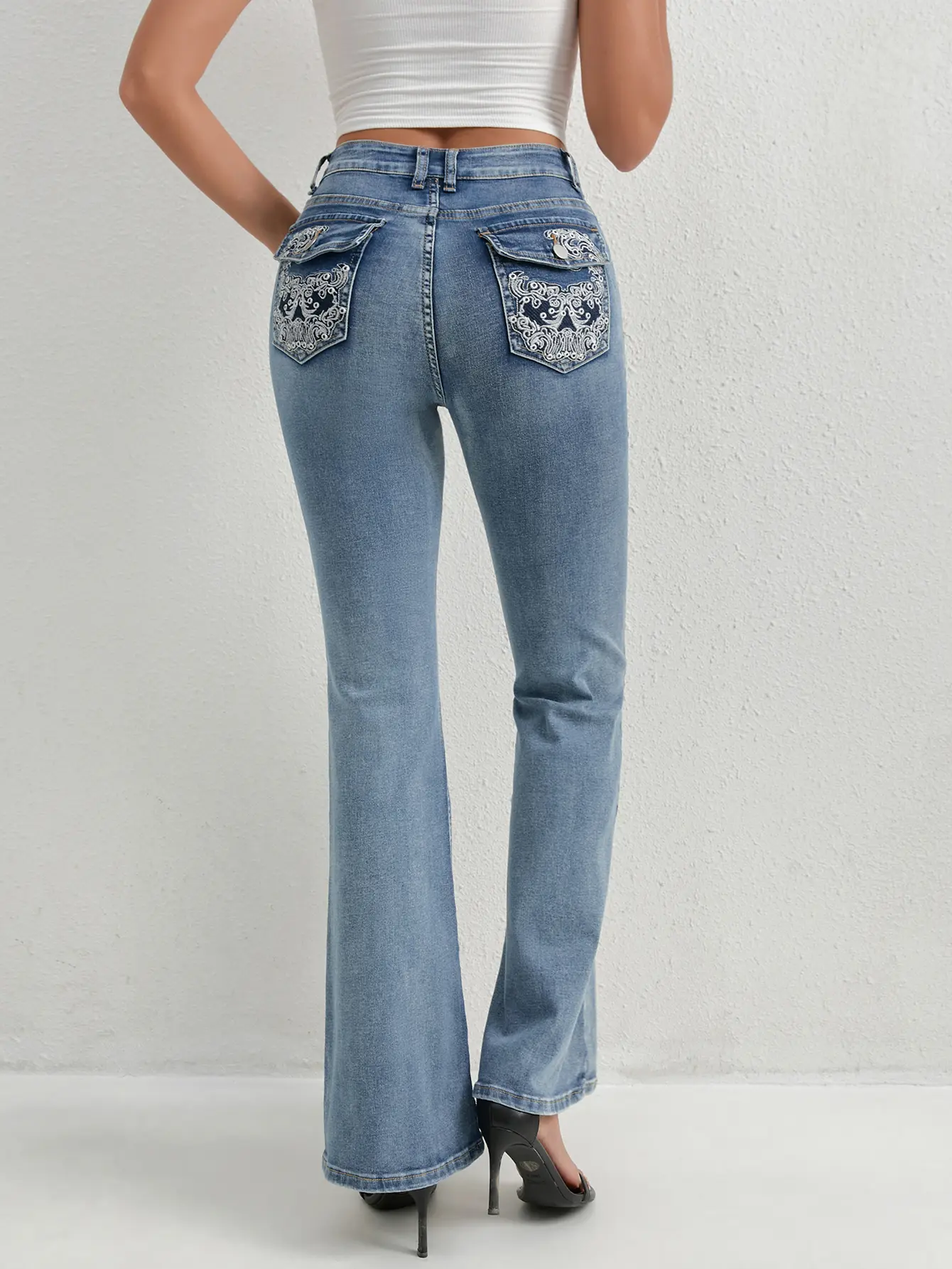 Chic Women's Casual Denim Mini Skirt Bodycon Fit with Embroidery and Button Details Faux Fur Trim for Stylish Outfits