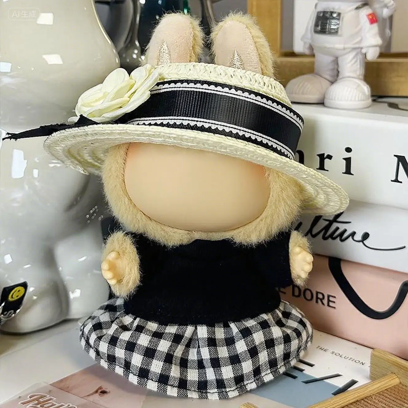 【Clothes Only】Clothes for Labu Series 17cm Doll outfit Dress and Hat 3pcs Overall