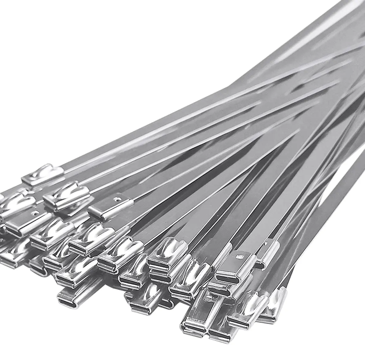 50 count Metal  Zip Ties, 304 Stainless Steel  Ties, Exhaust Wrap Multi-Purpose Locking  Metal Zip Ties(11.8 Inches)