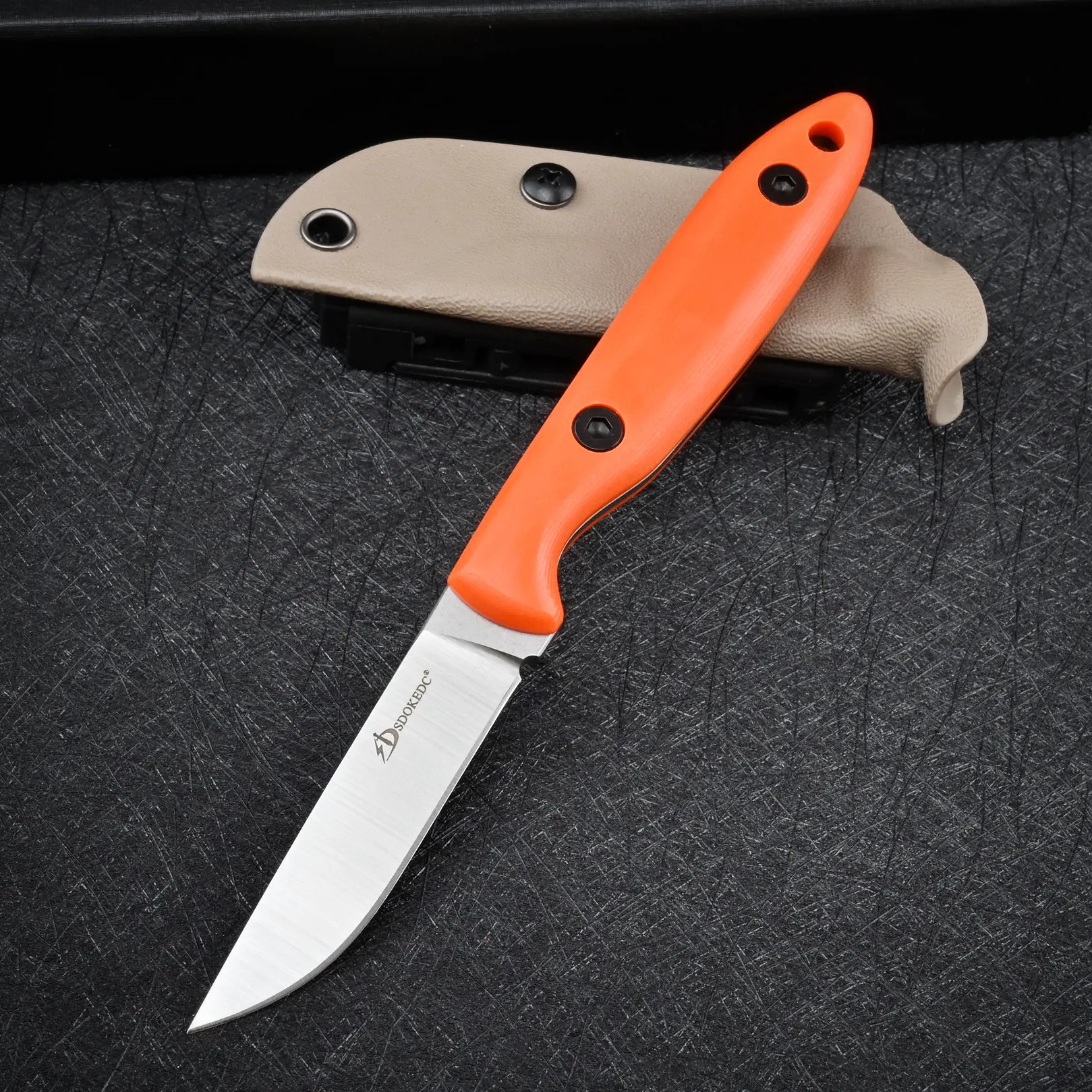 SDOKEDC DC53 Steel Fixed Blade Knife, Tactical Tool with Kydex Sheath for Men's EDC, Outdoor Camping, Fishing