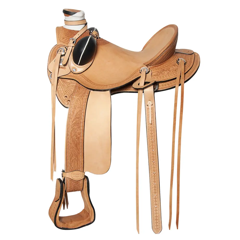 HILASON Western Horse Wade Saddle American Leather Ranch Roping Tan | Hand Tooled & For Horses
