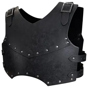 HiiFeuer Medieval Faux Leather Chest Armor, Retro Mercenary Knight Archer Body Armor, Adjustable Vest Armour for LARP Costume& Ren Faire