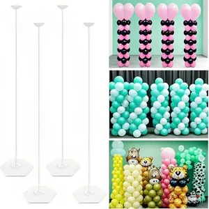 63 Inch Reusable Balloon Column Stand Kit with Water Weight, Internal Threaded Rod Design for Stability, Easy Assembly and Disassembly, Durable Metal Frame for Wedding Graduation Party Decorations