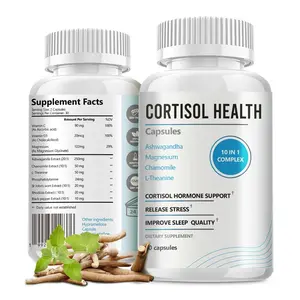 Cortisol Health Capsules - 10 in 1 Complex with Ashwagandha Magnesium & More for Stress Relief & Better Sleep Quality Healthcare Vitamin Fitness Dietary Supplement Edible