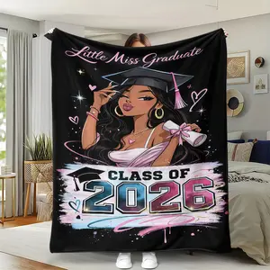 Graduation Gift Blanket, Little Miss Graduated 2026 Design, Ideal for Bedding & Outdoor Use, Perfect for Friends & Family