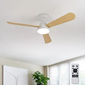 Small Ceiling Fan with Lights: 42-Inch Flush Mount Fan with Light and Remote - Low Profile Ceiling Fans Reversible Quiet DC Motor for Bedroom Living Room Indoor Outdoor Ceiling Fanlights