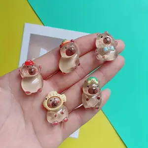 Transparent Cute Capybara Design Resin Ornament, 10pcs/set Decorative Material for Phone Case Hair Clip Water Cup, DIY Decorative Accessories