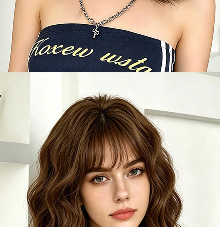 Lotfon Women's short curly Ash Brown non-adhesive synthetic wig, adjustable head circumference, comfortable fit, easy to wear, ready to wear and go, easily achieve a fashionable look