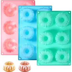 3 count Mini Bundt Cake Pans for Baking, 6-Cavity Fluted Tubular Mini Cake Pans,  Molds for Baking, Ideal for Brownies, Cookies, Cupcakes, Jellies, Muffins, Donuts(Pumpkin Shape)