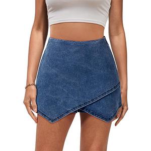 luvamia Jean Skorts for Woman High Waisted Pull On Casual Oversize Stretchy Denim Wrap Skirt with Shorts Trendy Asymmetrical Skort country concert outfits Basic Womenswear