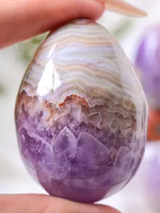 1pc Polished Handcrafted Amethyst Agate Crystal Egg - Decorative Item, Home Decoration, Unique Crystal Present, Crystal Assortment, Mineral Samples, Perfect Gift for Easter, Christmas, And Valentine'S Day