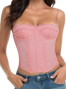 Raxnode Lace Bustier Corset Tops for Women - Sexy Going Out Party Club Top with Buckle