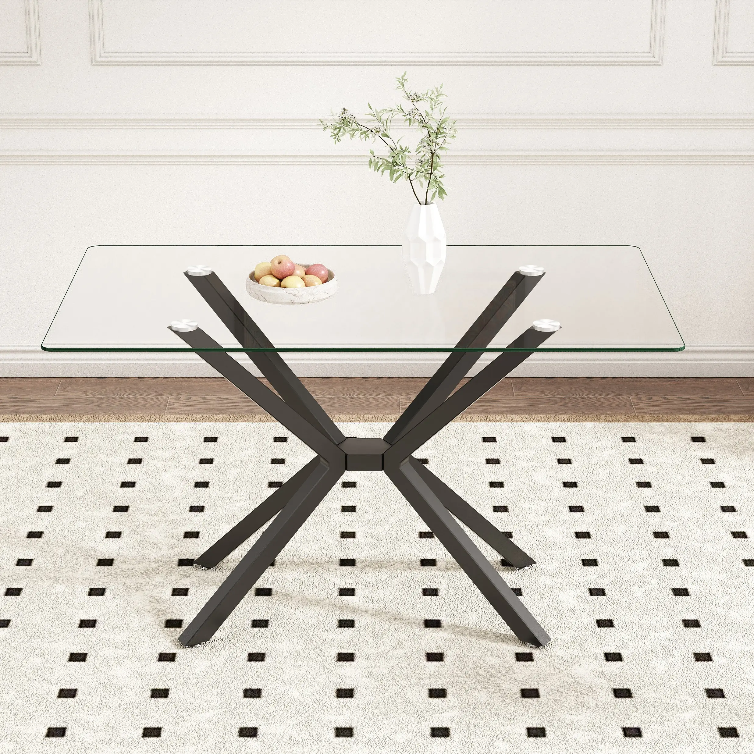 Stop Bulky Tables!  Clear Tempered Glass Dining Table  Modern Small Space Saver  47" -Standard
