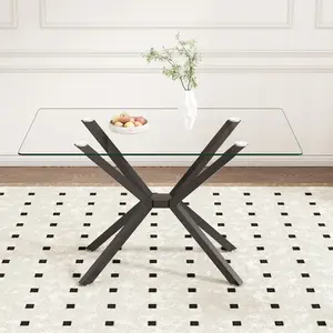 Stop Bulky Tables! Clear Tempered Glass Dining Table Modern Small Space Saver 47" -Standard Stop Bulky Tables! Clear Tempered Glass Dining Table Modern Small Space Saver 47" -Standard