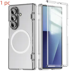 Magnetic Transparent Cellphone Case, Shockproof Protective Cover for Samsung Galaxy Z Fold 7, Full Body Design with Screen Protector and Hinge Cover, Shockproof Ultra-Thin Protection