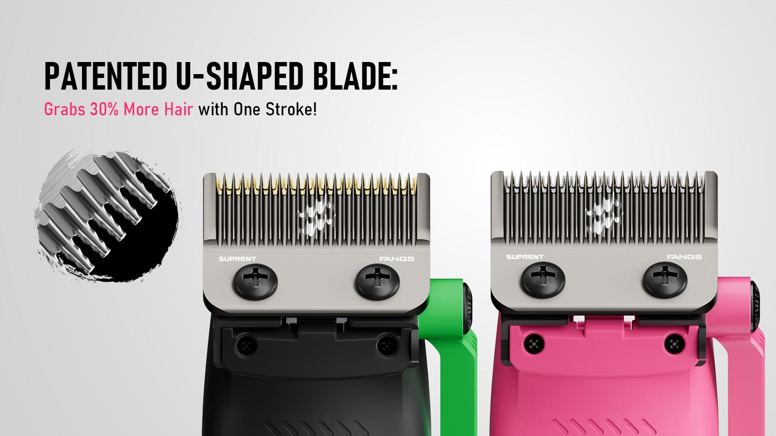 Suprent FANGS Vector Clipper – 13,000 RPM AI Controlled Motor Unique U-Shape Blade- Dual Mode Lever LED Light- Professional Hair Trimmer for Barbers-Gift for man