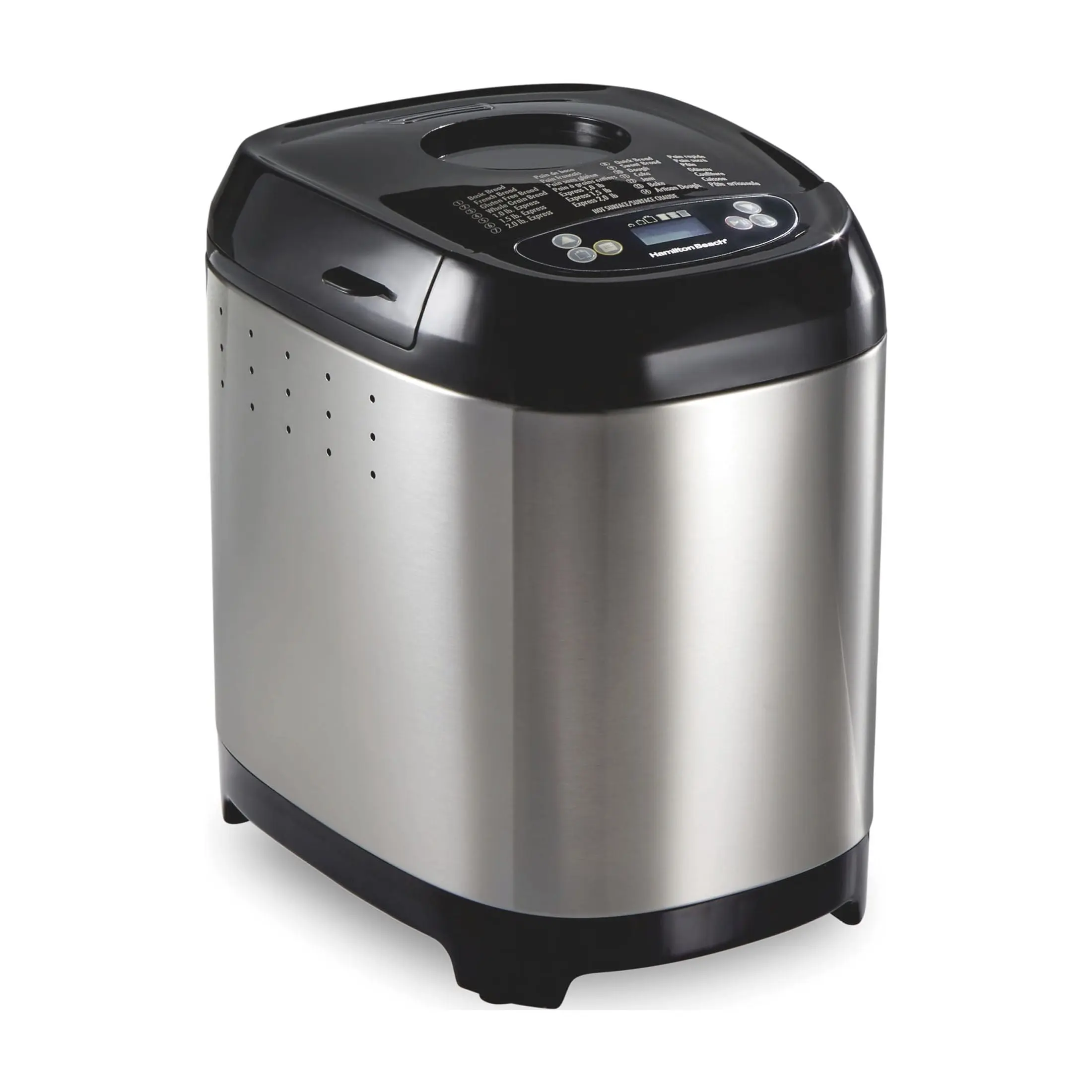 Hamilton Beach 2 lb Bread Maker Machine For Homemade Bread 14 Settings Gluten Free Crust Control Black Stainless Steel