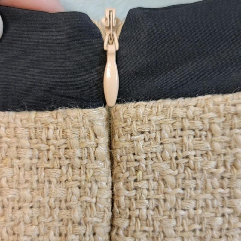 Pomander Place Nwt Tan Coco Tweed Bow Dress for Women Size XL with Black Trim and Buttons Casual Summer Womenswear Vneck