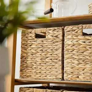 New Foldable Large Wicker Storage Cubes - Fragrance-Free Handwoven Rattan Rectangular Baskets for Laundry Shelves Pantry Bedroom Living Room Nursery Room Organization and Decoration Organiser