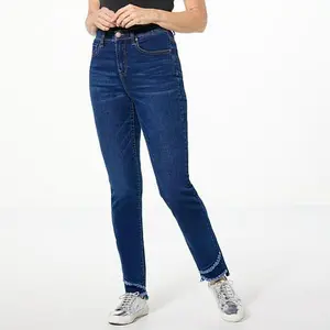 DG2 by Diane Gilman New Classic Stretch Denim Frayed Hem Skinny Jean