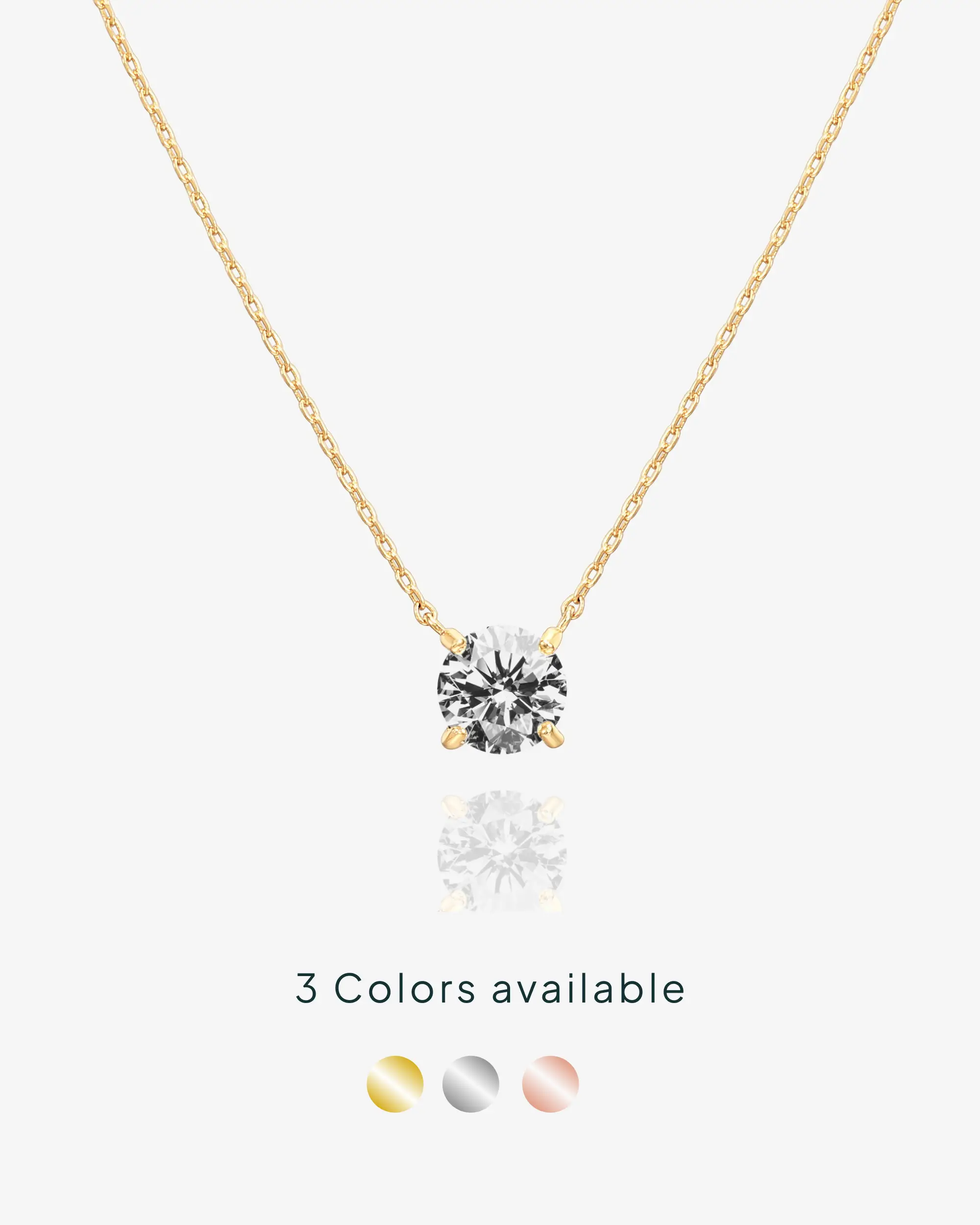 PAVOI 1.5 Carat Cubic Zirconia Solitaire Pendant Necklace - 14K Gold Plated Choker Necklace with Cubic Zirconia Crystal - Hypoallergenic Gold Jewelry