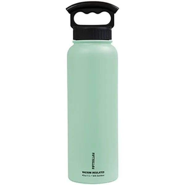 40oz Cylindrical Vacuum Insulated Flask - 50/50 592103 Model, 3-Finger Lid, Mint Kitchenware Drinkware Bottle Tumbler Water Bottle