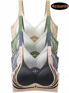 4PCS-Women's 2026 Must-Have! [4-Pack] Viral Seamless Comfort Fit Bra, Wide Strap Support Bralette, No-Show Smooth Everyday Underwear S-2XL