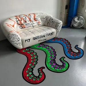 Realistic Octopus Tentacle Halloween Decor Rug, Non-Slip Carpet for Living Room & Bedroom, Unique Gaming Room Mat, Decorative Area Rug