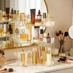 3-Tier Corner Bathroom Counter Organizer – Storage Shelf for Makeup, Perfume & Skincare, Space-Saving Countertop Tray Fits Bathroom, Dresser, Kitchen Household Necessities Gift for Girlfriend Mother's Day