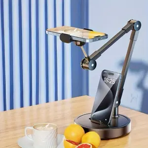 Adjustable Universal Metal Phone Stand, Multifunctional Phone Stand, Multi-Angle Desktop Holder, Ideal for Live Streaming, Selfie Sticks, Tripods, Video Recording