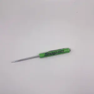 Snap-on Tools Mini Screwdriver with Magnetic Top Green Black Logo Nickel Chrome Plated 1/8" Blade Flat Tip 5 3/8" Length