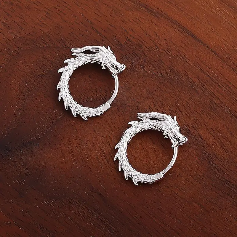 Fashionable And Cool Campus Curly Dragon Earrings, High-End 925 Silver Earrings, Women'S Luxurious And Unique Earrings, This Is a Gift for Men