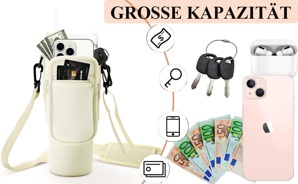 Slok Water Bottle Carrier Bag, Compatible With 40oz Tumbler With Handle, Modern Water Bottle Holder With Simple Adjustable Strap For Outdoor Walking Hiking Travelling Sports-Blue Purple