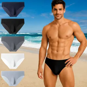 Men's sexy underwear, perspective, ultra-thin, quick-drying and breathable. Made of cool fabrics (black, white, sky blue), ultra-light breathable solid color briefs with medium elasticity.